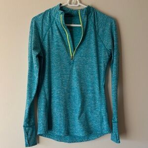 Tangerine Teal Space-Dye 1/4 Zip Pullover with Neon Zipper